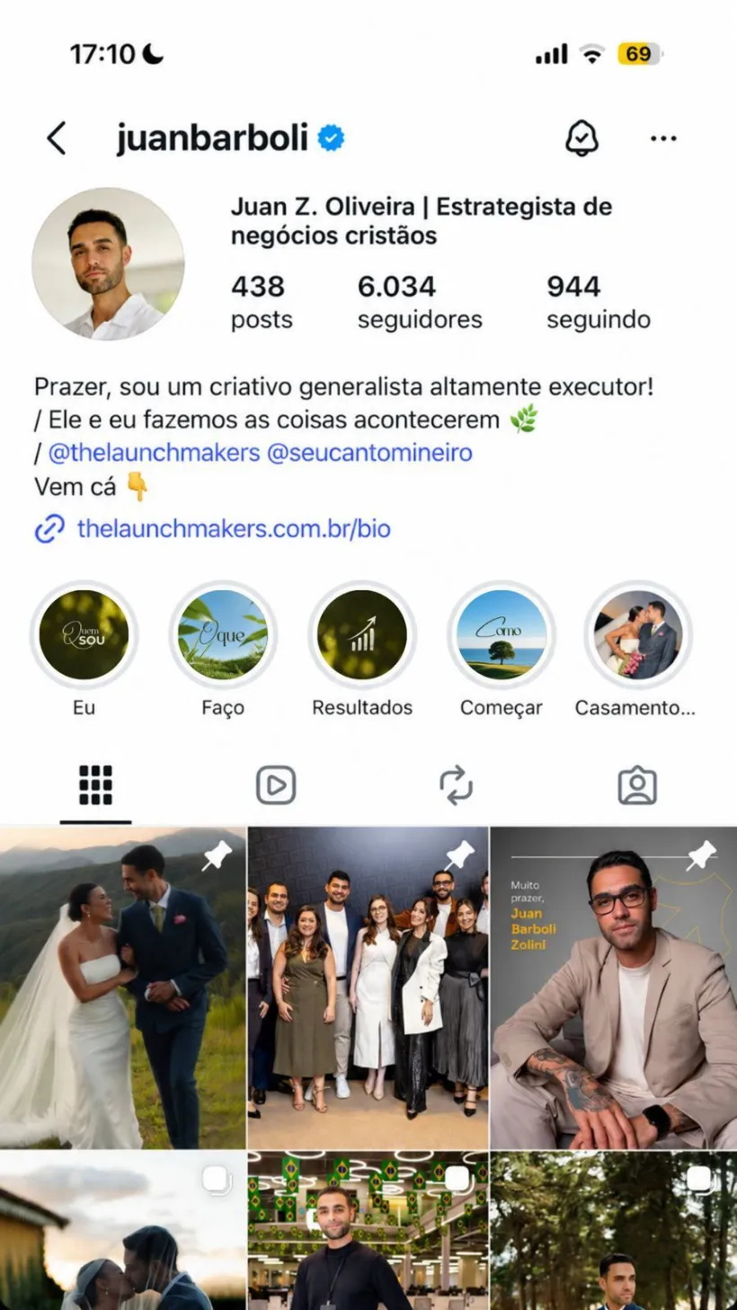 Perfil de Juan Oliveira no Instagram